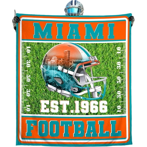 Miami Football Fans Blanket Gifts for Men Women Throw Blanket Decor for Living Room 60''''x50''''
