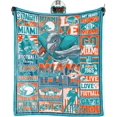 thumbnail image 1 of Miami Gifts for Men Women, Miami Football Blanket, Green and Orange Team Color Style, Football Merch Gear, Soft Flannel Throw Blankets 50"x60"., 1 of 6