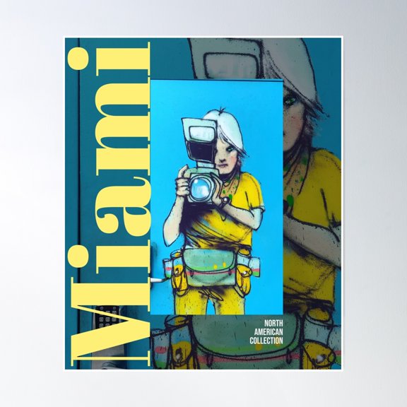 Miami' Graffiti Camera Art Poster Wall Art, Modern Wall Decor, 8x12 UNFRAMED