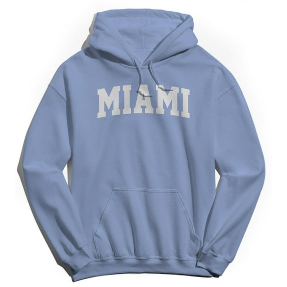 Miami Graphic Light Blue Men's Cotton Pullover Hoodie