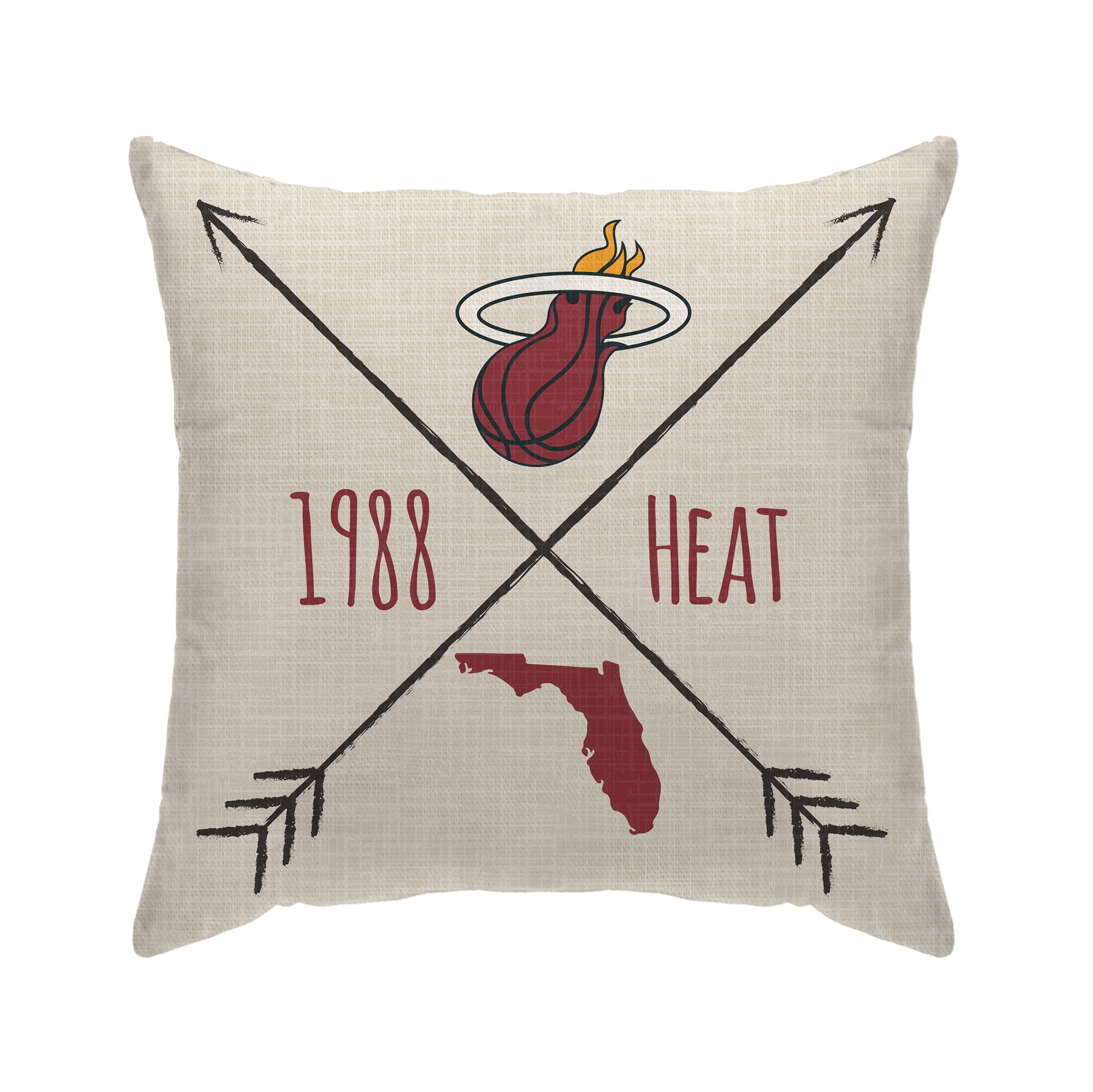 Miami Heat 12'' x 12'' Beige Duck Cloth Patriotic Throw Pillow