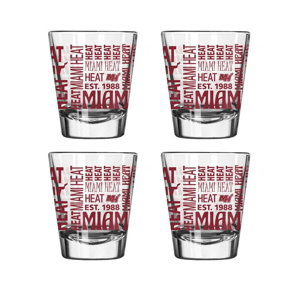 Logo Brands Miami Heat 4-Pack 2oz. Shot Glass Set