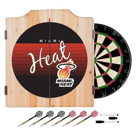 Miami Heat NBA Hardwood Classics Dart Cabinet Set with Darts and Board - Red, Yellow, Black