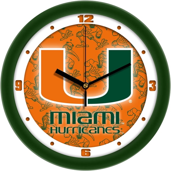 Miami Hurricanes 11.5'' Suntime Premium Glass Face Dimension Wall Clock