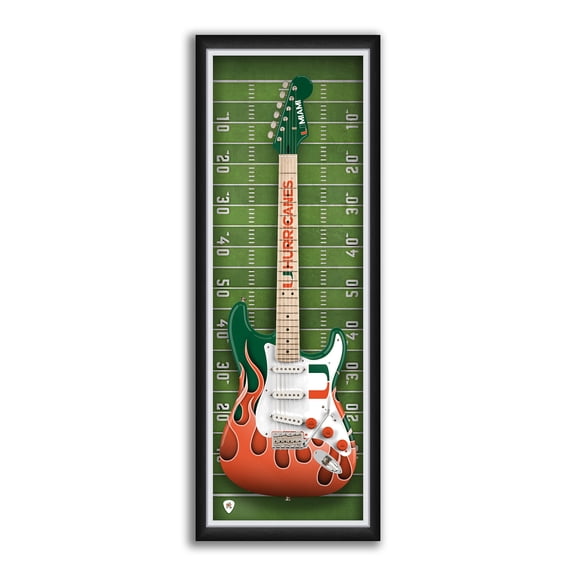 Miami Hurricanes 14" x 37" Electric Guitar Framed Art Print