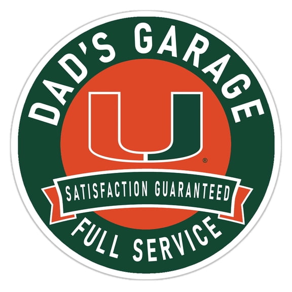 Miami Hurricanes 16" Dad's Garage Wood Sign
