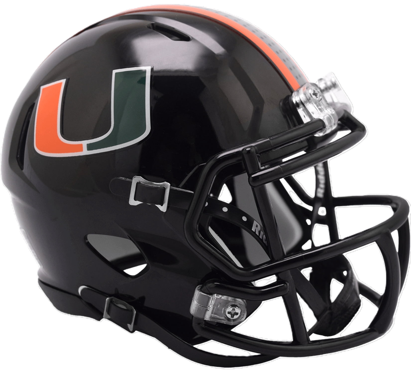 Miami Hurricanes 2024 Black Riddell NCAA Speed Mini Helmet