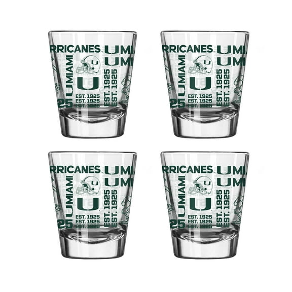 Logo Brands Miami Hurricanes 4-Pack 2oz. Shot Glass Set