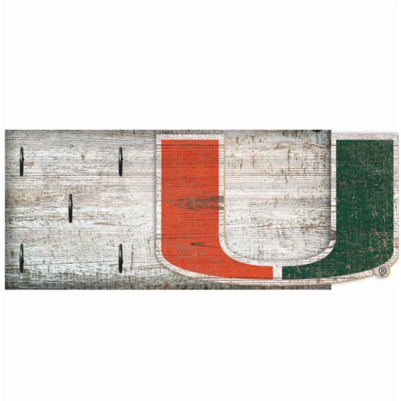 Miami Hurricanes 6" x 12" Mounted Key Holder