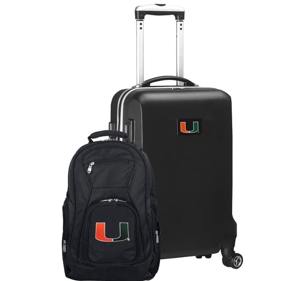 Miami Hurricanes Deluxe 2-Piece Backpack and Carry-On Set - Black