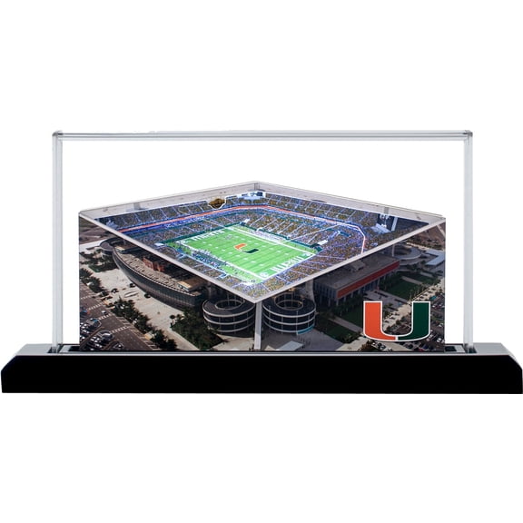 Miami Hurricanes Hard Rock Stadium-Home Fields 3D Replica 9" Lighted Base, Museum Quality Acrylic Top and Power Cord
