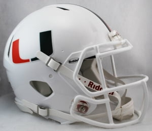 Miami Hurricanes White Traditional Authentic Riddell NCAA Speed Full Size Helmet