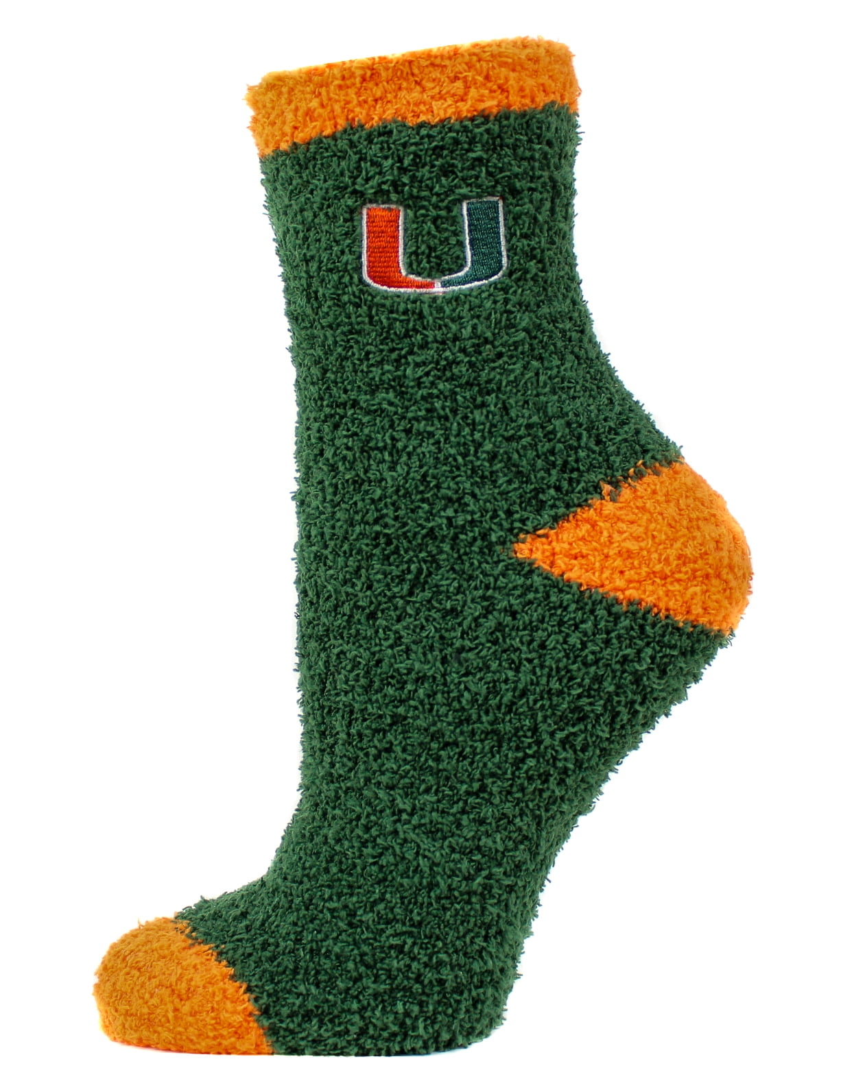 Miami Hurricanes Solid Fuzzy Sock - Donegal Bay - Unisex - One Size - Ankle