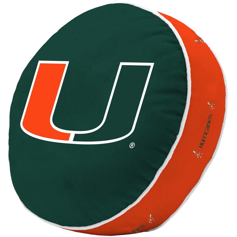 Miami Hurricanes Green and Orange Machine Washable Puff Pillow