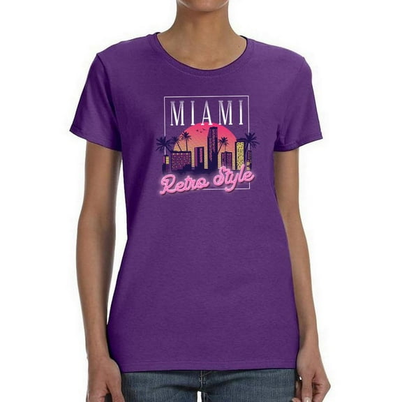 Miami In Retro Style T-Shirt Women -Smartprints Designs, Female 5X-Large