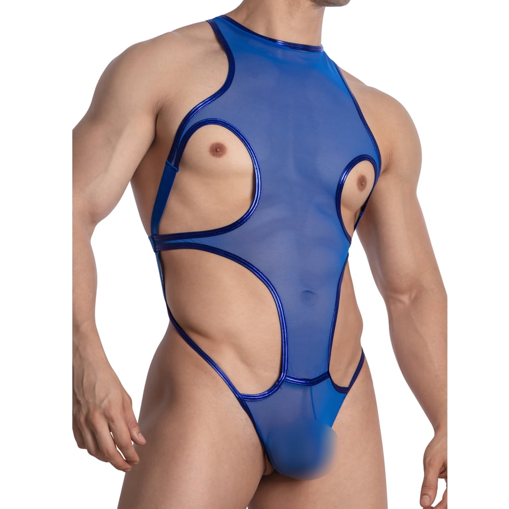 Miami Jock MJV035 Body Suit Leather Sides Naked Royal Blue - Walmart.com