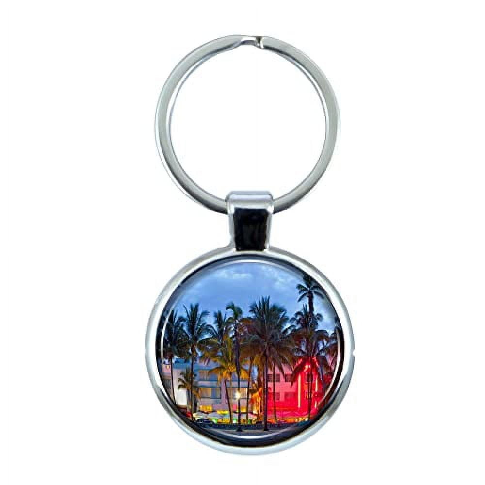 Miami Keychain with Epoxy Dome and Metal Keyring - Walmart Business ...