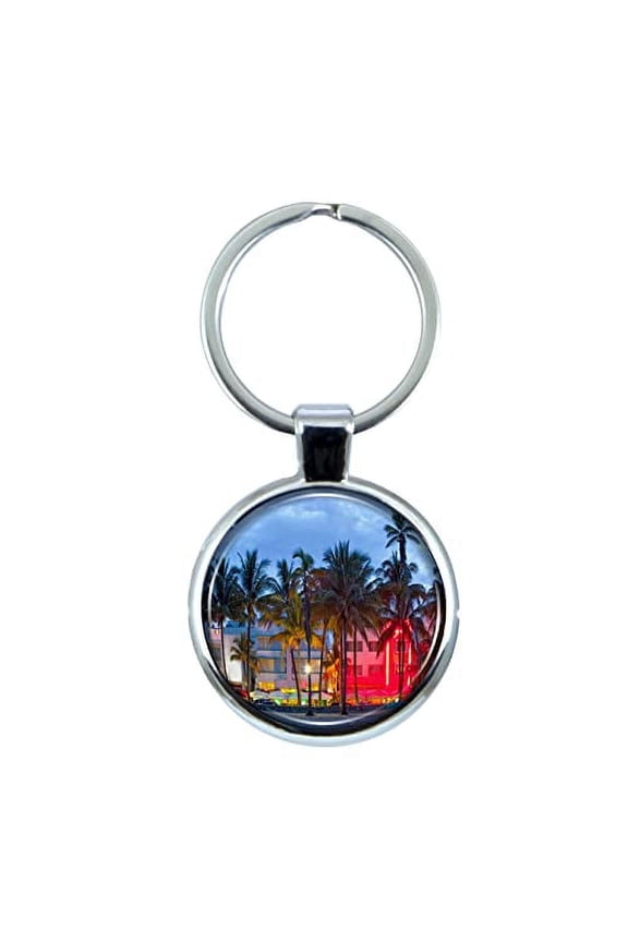Miami Keychain with Epoxy Dome and Metal Keyring