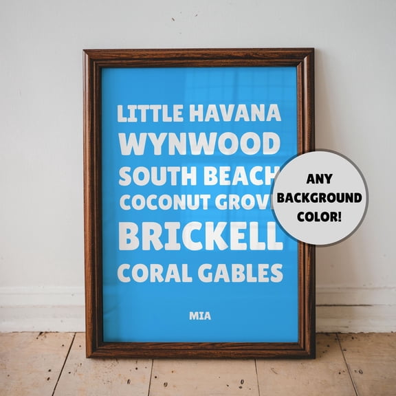 Miami Locations Wall Art Print Miami Florida Poster Travel Wall Art Print Air Bnb Decor Typography Print Unique Decor