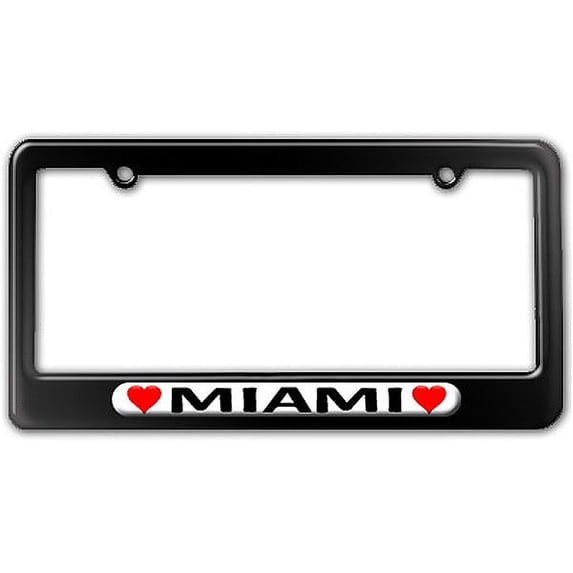 Miami Love with Hearts License Plate Frame
