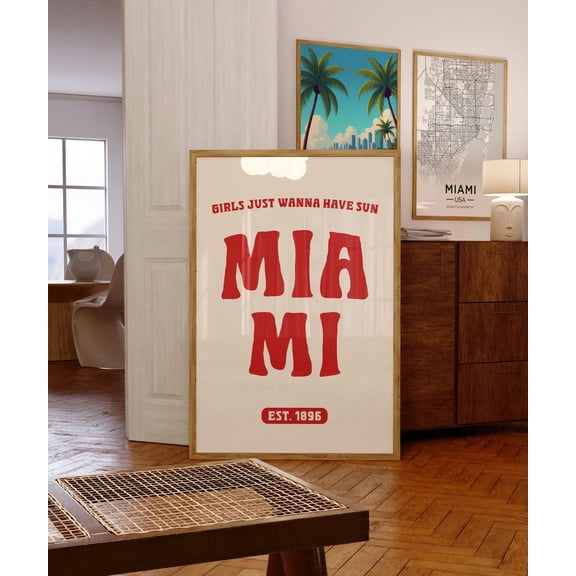 Miami Map Print, Florida Travel Poster, Unframed Paper Poster 8x10in