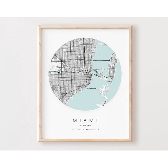 Miami Map Print Miami Map Poster City Wall Art Fl Road Map Florida Print Street Map Decor Office Gift L39V4 Wall Art