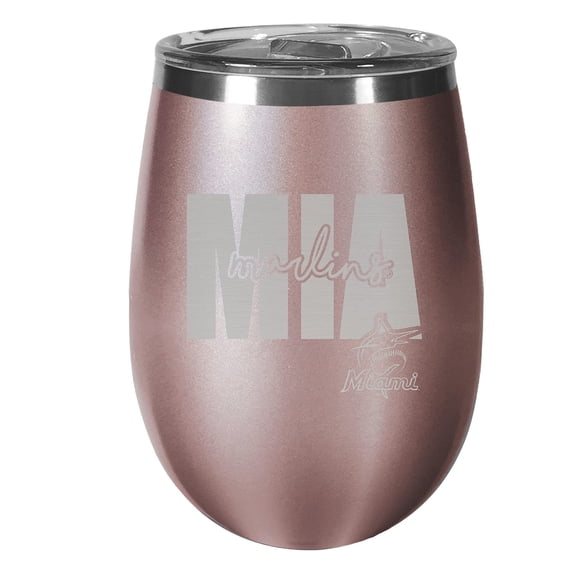 Miami Marlins 10oz. Rose Gold Wine Tumbler