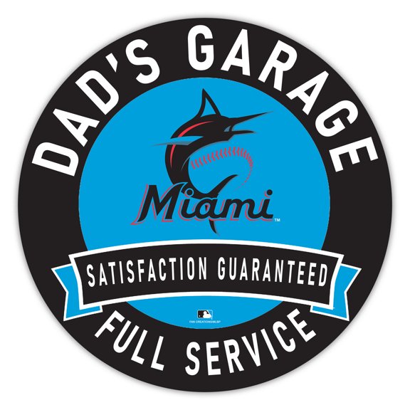 Miami Marlins 16" Dad's Garage Wood Sign