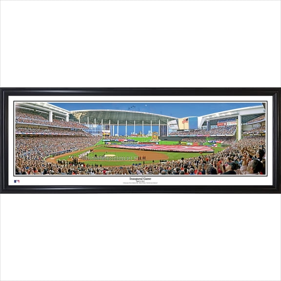 Miami Marlins 39" x 13.5" Inaugural Game Standard Black Framed Panorama