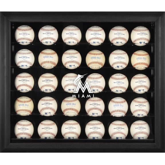 Miami Marlins Logo Black Framed 30-Ball Display Case