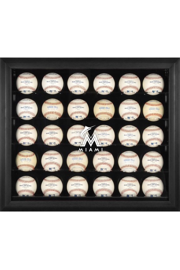 Miami Marlins Logo Black Framed 30-Ball Display Case