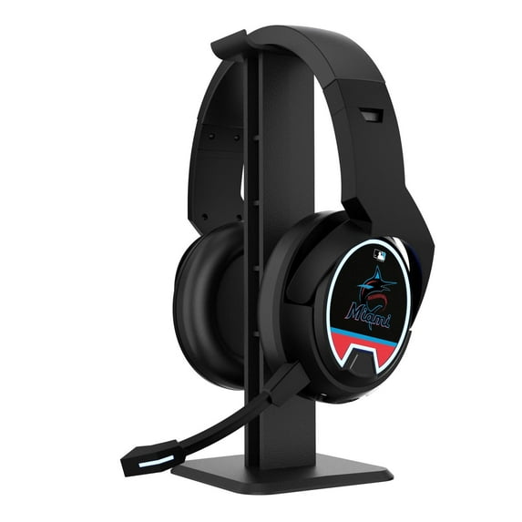 Miami Marlins Logo Wireless Bluetooth Gaming Headphones & Stand