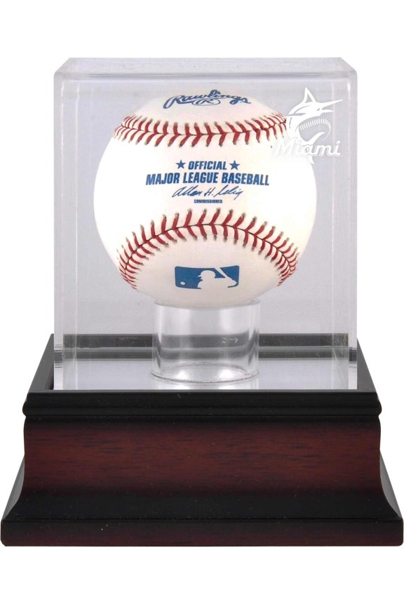 Miami Marlins Mahogany Baseball 2019 Logo Display Case
