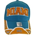 thumbnail image 1 of Miami Men's Small Star & Dashes 2-Tone Adjustable Baseball Cap (Aqua/Orange), 1 of 4