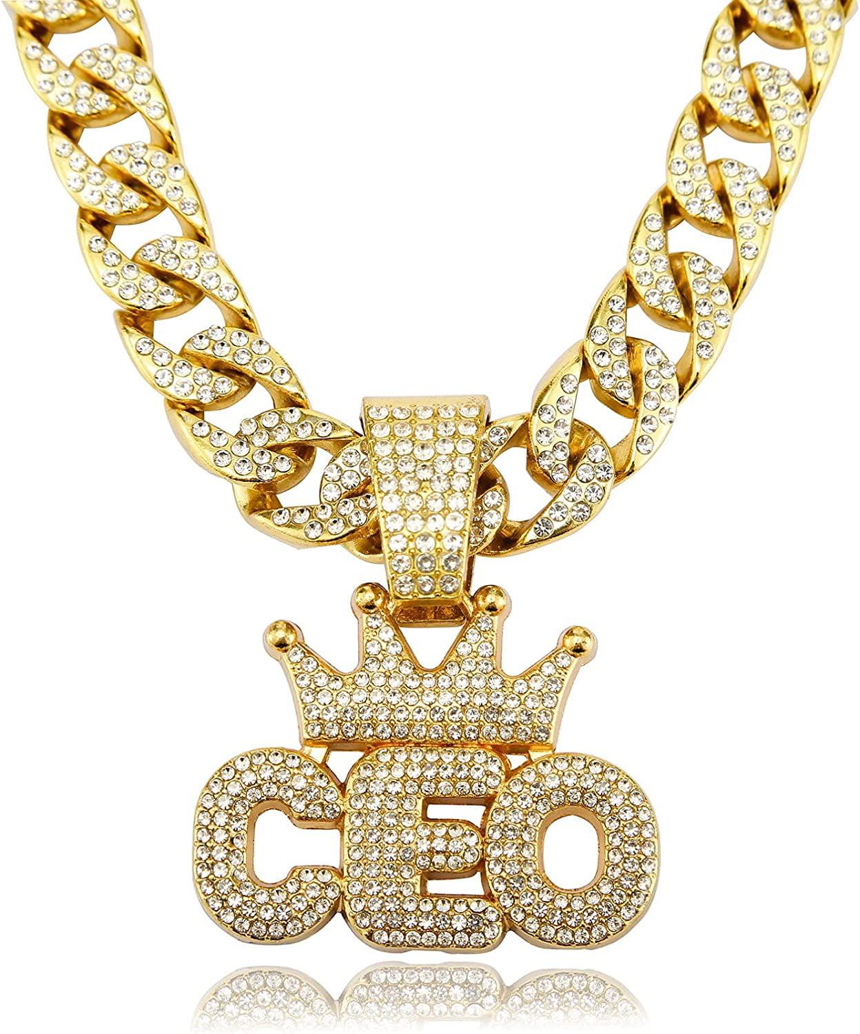 HH Bling Empire Mens Gold Silver Cuban Link Chain Necklace Bracelet Earring Sets Iced Out Hip Hop Jewelry for Men and Boys