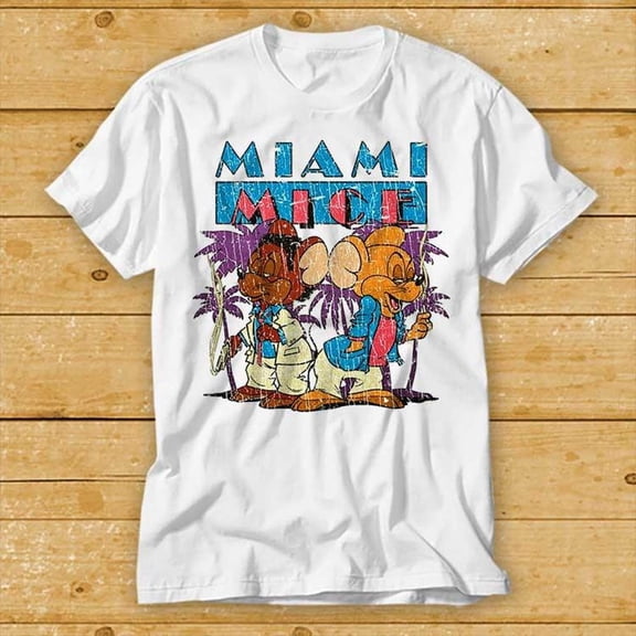Miami Mice Vice Mighty Mouse T Shirt Cult Movie Retro Vintage Top Tee WHITE Unisex S-5XL Hot Trending Shirt, Vintage Birthday Gift