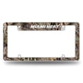 thumbnail image 1 of Miami Basketball Heat Chrome Metal License Plate Frame with Bold Mossy Oak Camouflaged Camo Design, 1 of 4