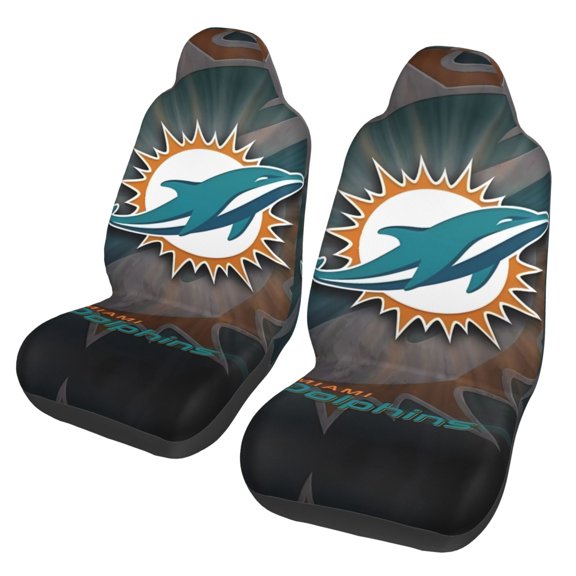 Miami New Car Seat Covers 2-Pack, Breathable Polyester Car Seat Covers, Football Team Themed Car Gifts, Comfortable Seat Covers for Most Cars, Vans, Trucks, and SUVs