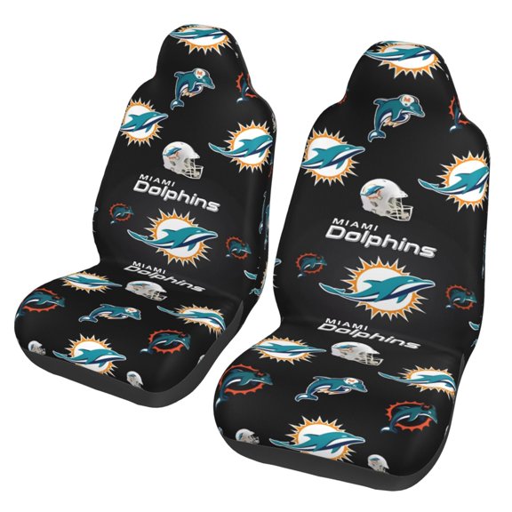 Miami New Car Seat Covers 2-Pack, Breathable Polyester Car Seat Covers, Football Team Themed Car Gifts, Comfortable Seat Covers for Most Cars, Vans, Trucks, and SUVs