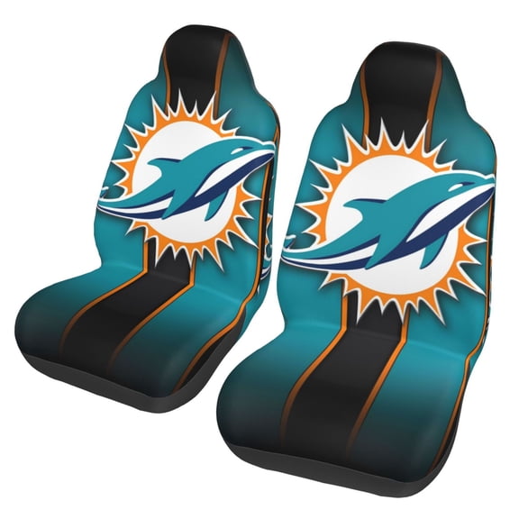 Miami New Car Seat Covers 2-Pack, Breathable Polyester Car Seat Covers, Football Team Themed Car Gifts, Comfortable Seat Covers for Most Cars, Vans, Trucks, and SUVs