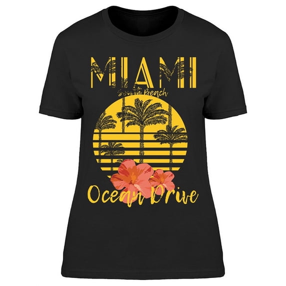 Miami, Ocean Drive T-Shirt Women -Image by Shutterstock, Female Large