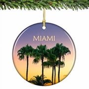 Miami Palm Trees Christmas Ornament Porcelain 2.75 Inches