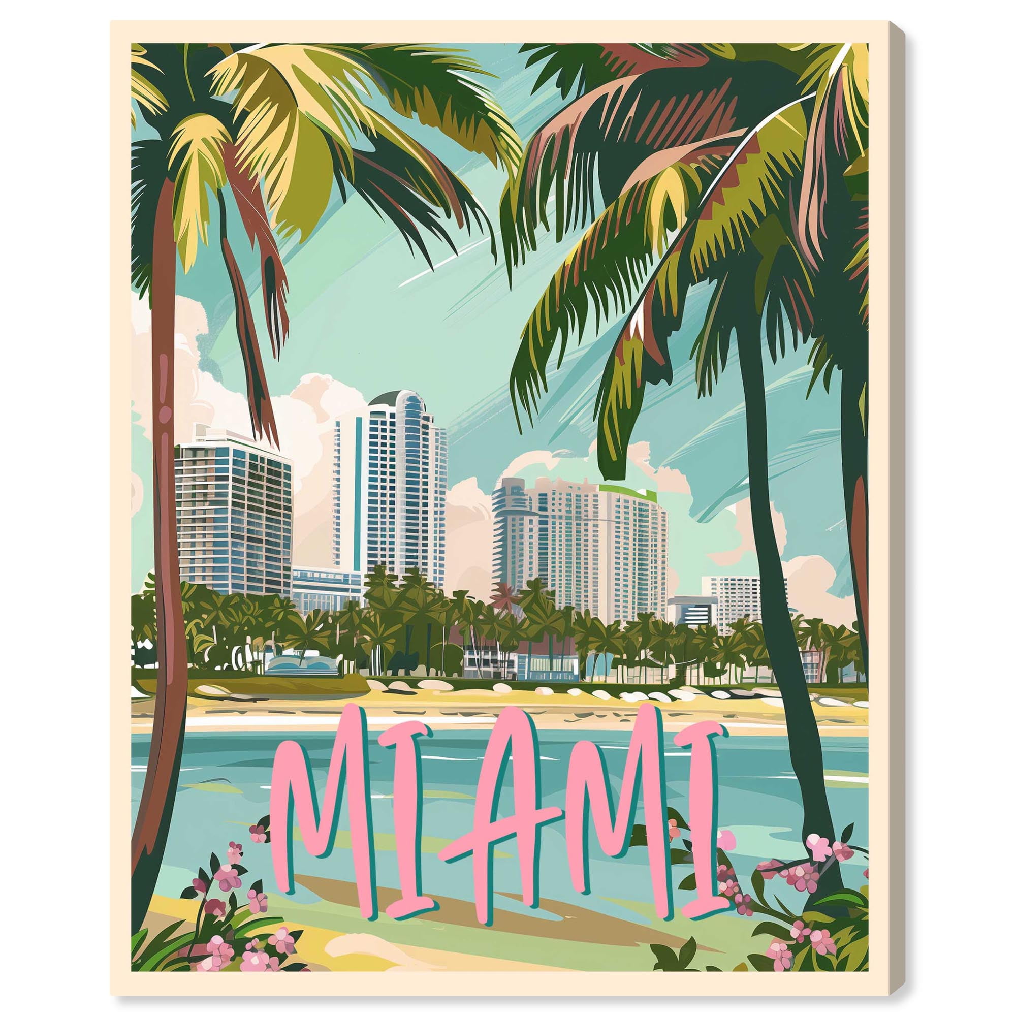 Miami Beach Coastal Gallery Wrapped Canvas Art, 20" x 24"