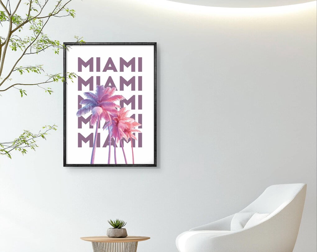 Miami Tree Posters Examples Miami Poster, Palm Tree Wall Art, Downloadable Poster, Tropical Pink ...
