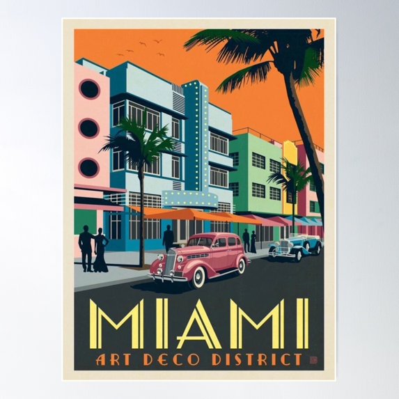 Miami Poster Wall Art, Modern Wall Decor For Living Room Bedroom, 16x24 UNFRAMED
