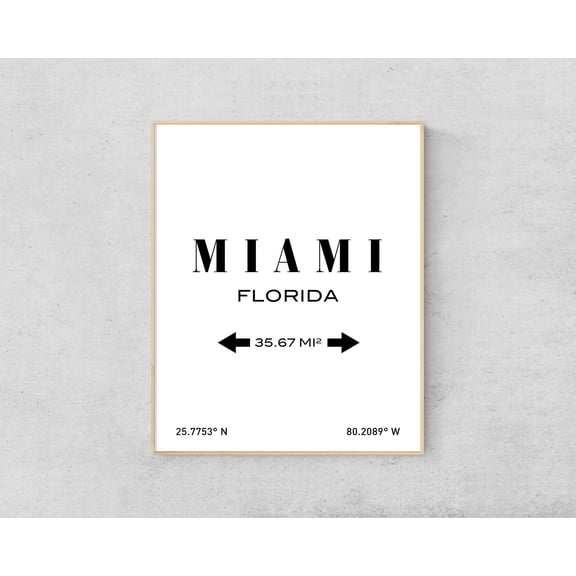 Miami Print, Minimalist Florida Typography Poster
