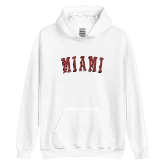 Miami Red Embroidered Hoodie (White, M)