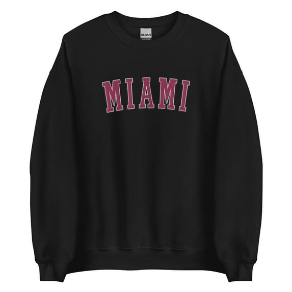 Miami Red Embroidered Sweatshirt (Black, 5XL)