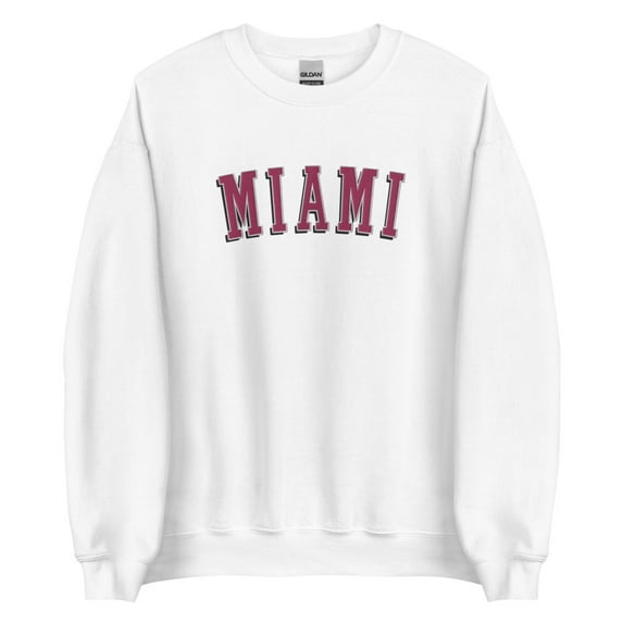 Miami Red Embroidered Sweatshirt (White, 3XL)