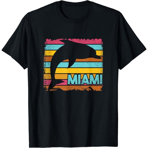 Miami Resident Vintage Dolphin Silhouette Souvenir Gift T-Shirt